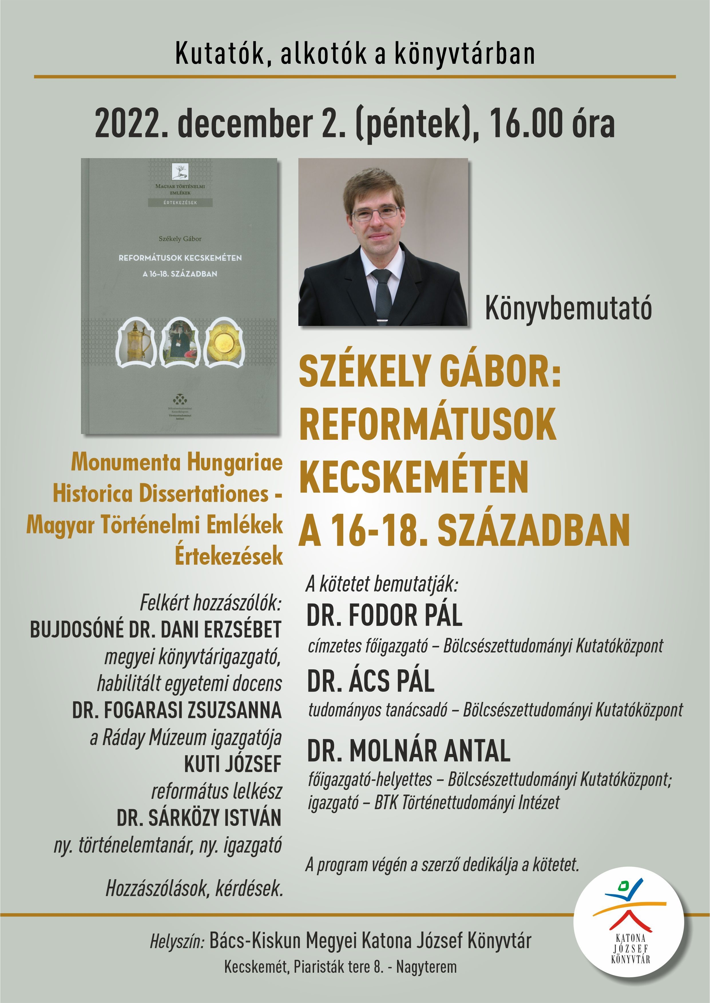 reformatusok kecskemeten konyvbemutato plakat