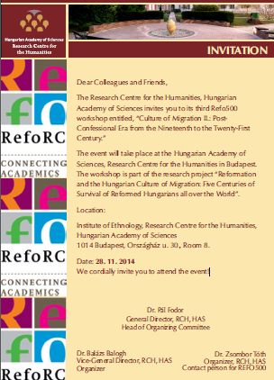 The third Refo500 workshop in Budapest
