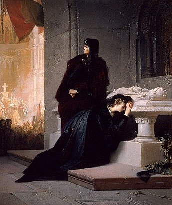 345px Elizabeth and Mary of Hungary at the tomb of Louis the Great