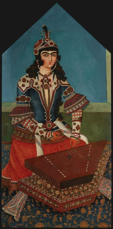 A perzsa szantúr ábrázolása a Kádzsár-dinasztia (1785–1925) idejére jellemző stílusban (Irán, 1830)