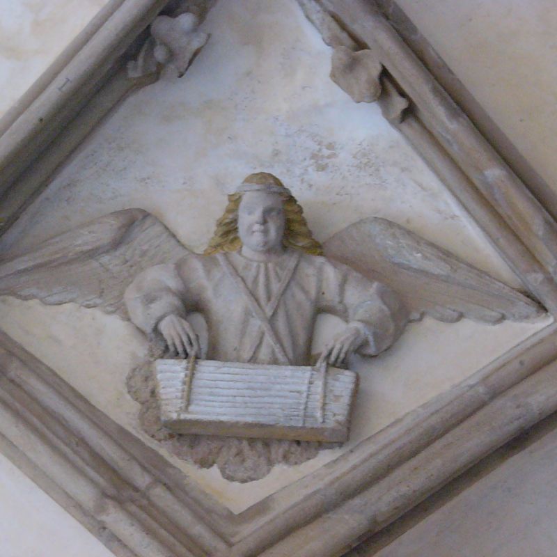 Cimbalmon játszó angyal a Himmelkron-kolostorban (Bajorország, 1460–1470)