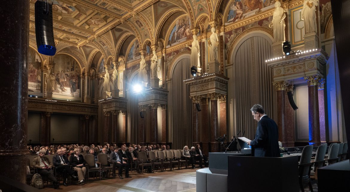 Pálffy Géza székfoglaló előadása a Magyar Tudományos Akadémián. Fotó: Szigeti Tamás/MTA