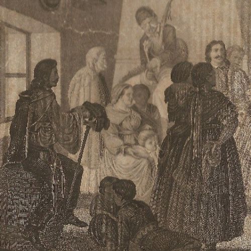  Szimplasípszáras kecskefejes dudán játszó lakodalmi zenész Jankó János litográfiáján. (1855)